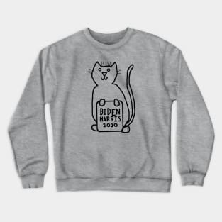 Cute Cat with Biden Harris Sign Outline Crewneck Sweatshirt